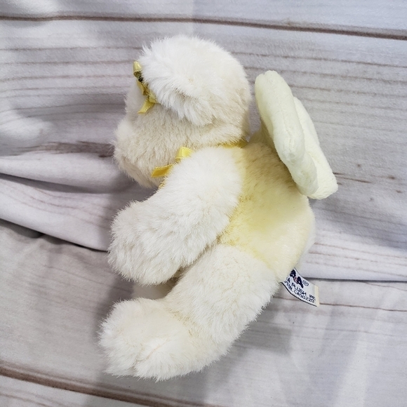 A&A Teddy Bear Plush White Yellow Angel Heaven Sent Heart Stuffed Satin 6 Inch - Picture 4 of 9